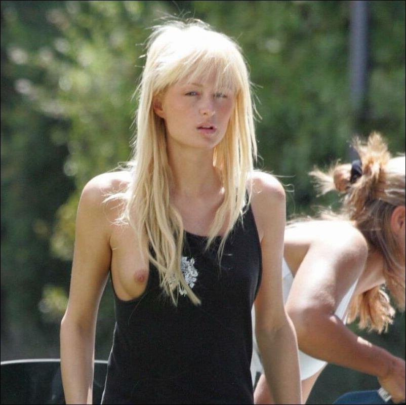 16P Paris Hilton nipple slip and bikini beach paparazzi pictures