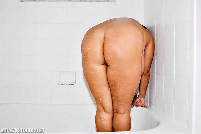 16P Blonde fatty BBW plumper with big tits taking a shower