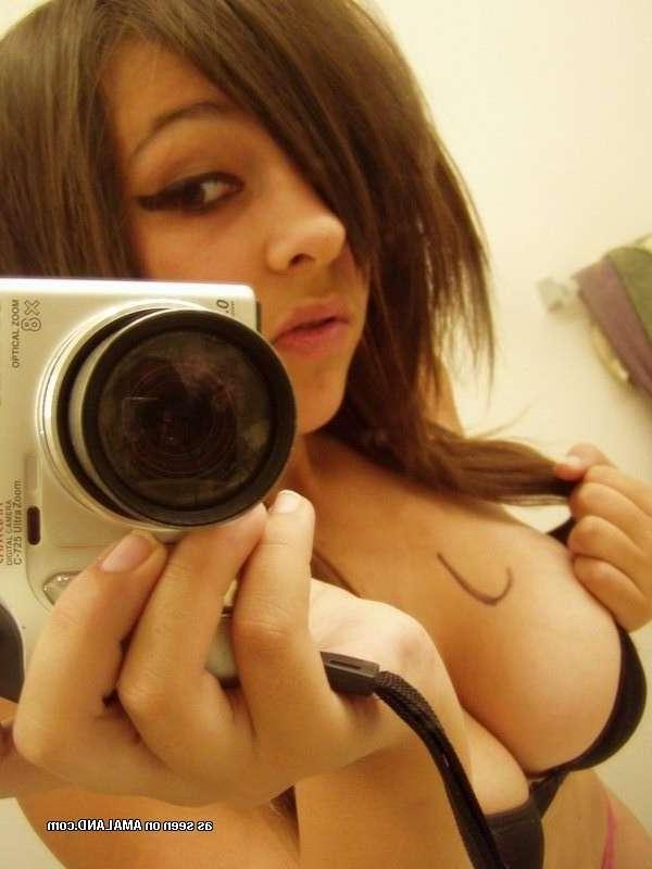 10P Busty emo cutie teasing her boyfriend while camwhoring