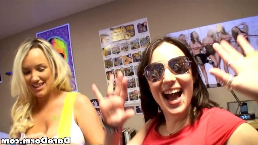 12P Hot college soccer chicks lez out in their dorm room then get fucked hard by the