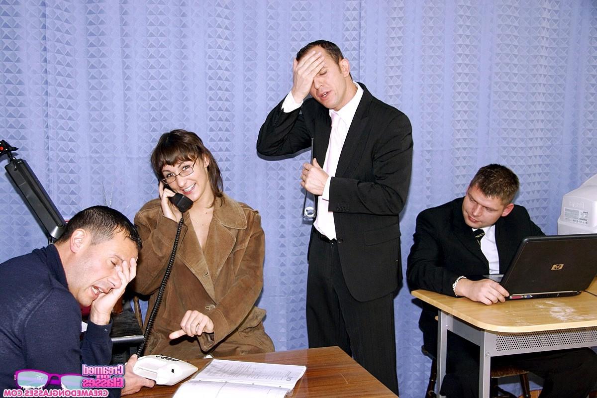 4P Failing secretary gets drenched in cum as her punishment