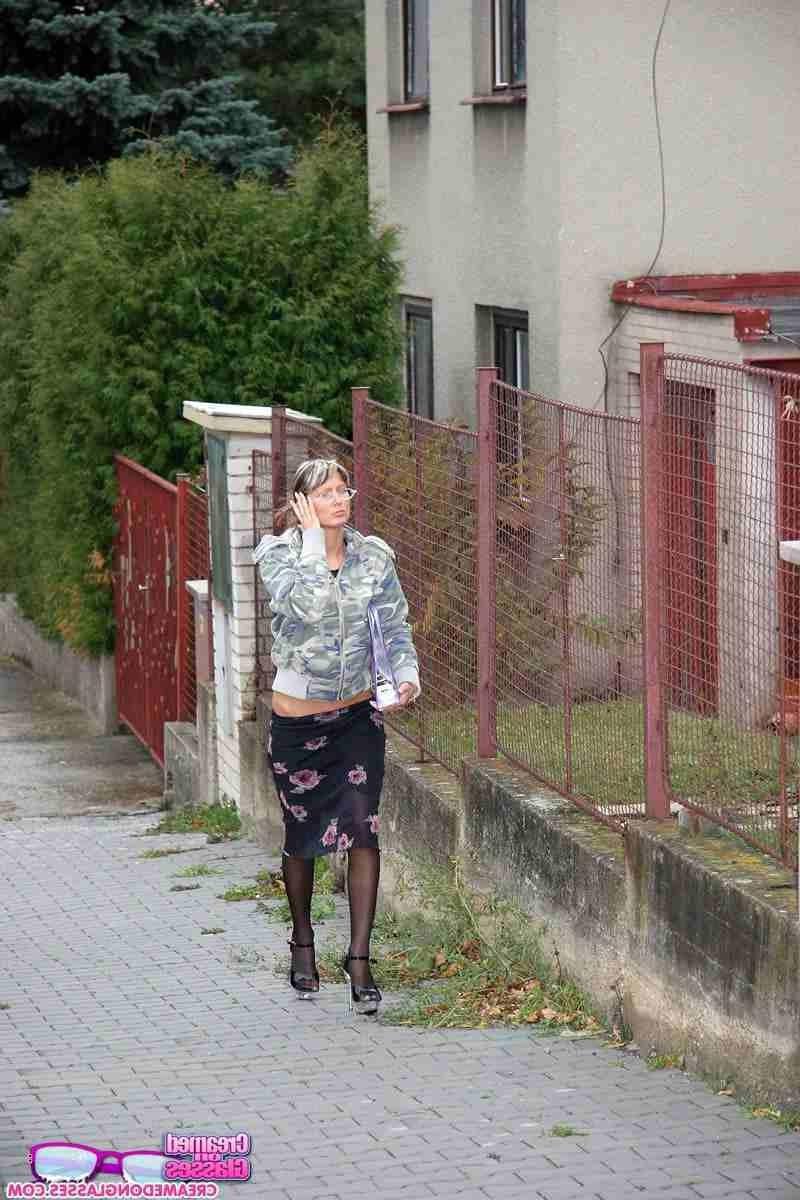 14P Slut gangbanged and her glasses covered in cum