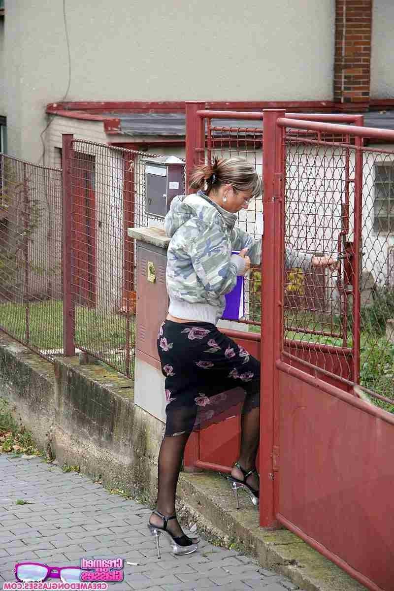 14P Slut gangbanged and her glasses covered in cum