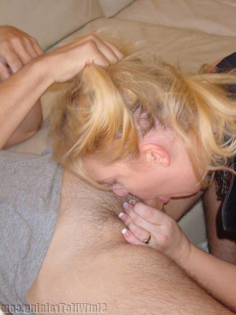 20P Blonde housewife learns to swallow cum at slut school