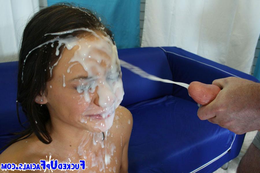 16P Brunette teen slut covered in cum