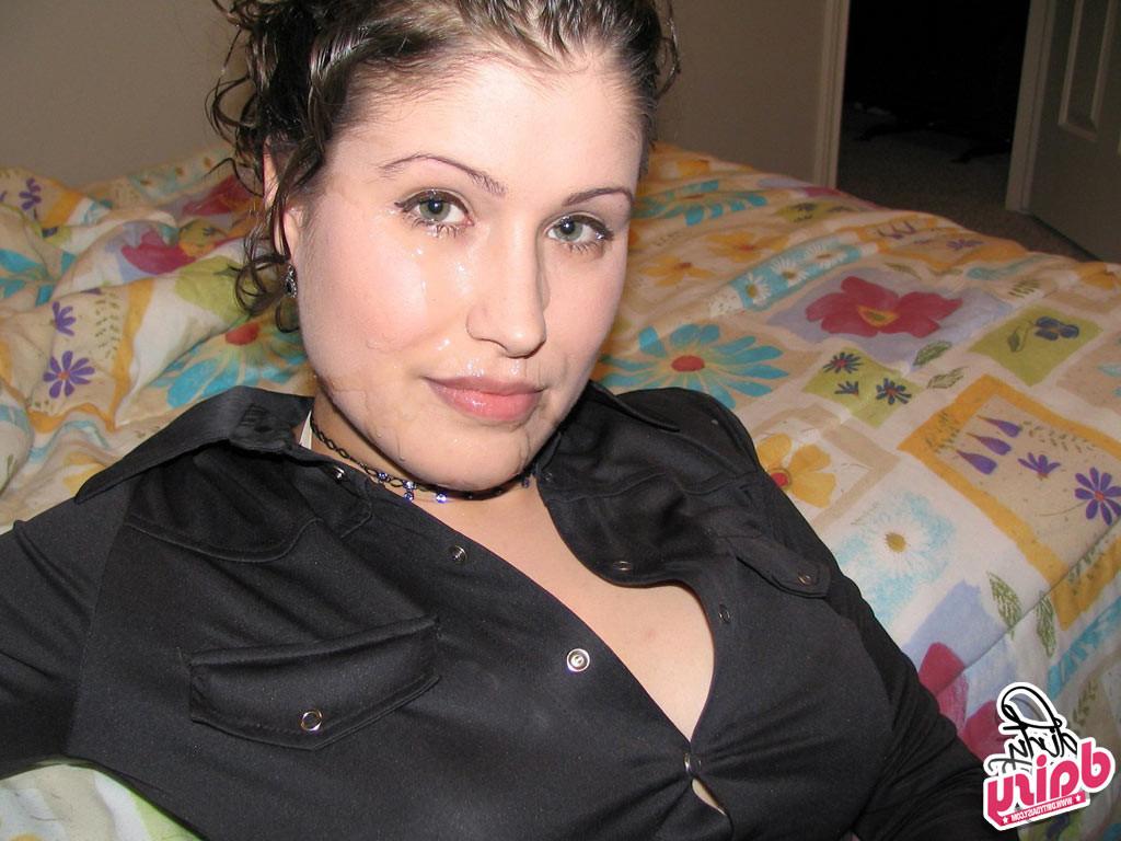 15P This amateur babe gets cuffed and covered in cum