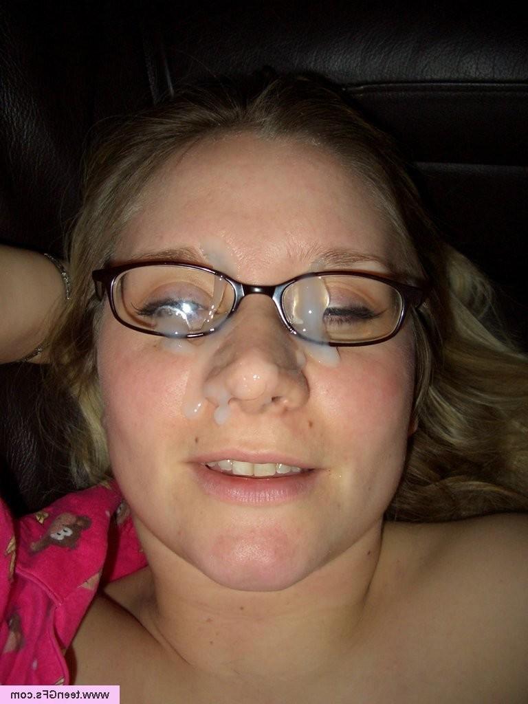 15P Amateur gets fucked and has glasses covered in cum