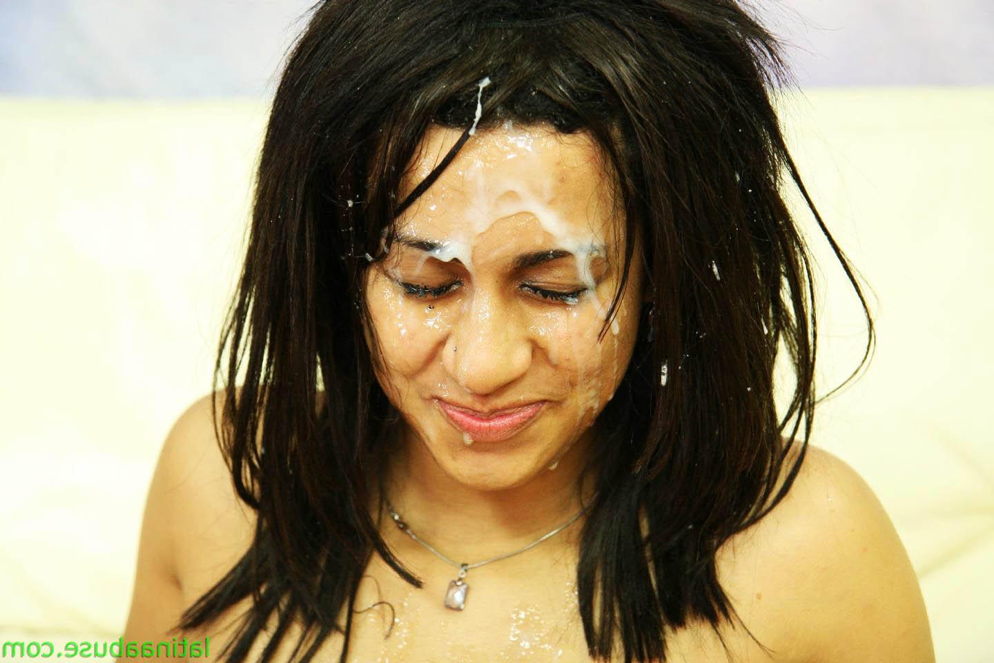 15P Horny latina is pounded and covered in sticky cum