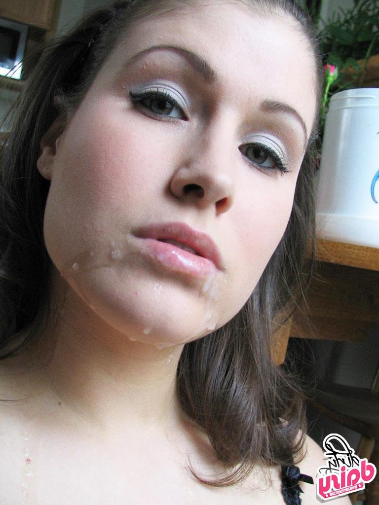 15P Naughty amateur babe gets a messy facial