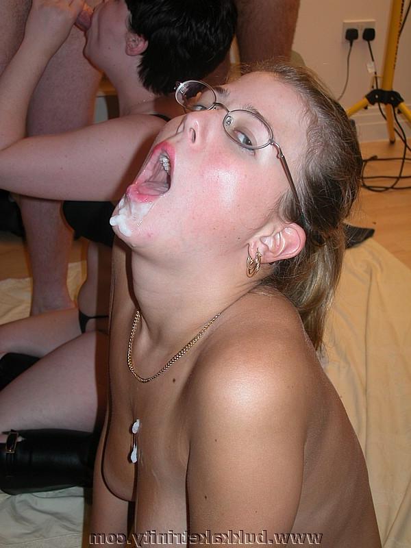 19P Busty housewife gargling loads of gooey gang cum