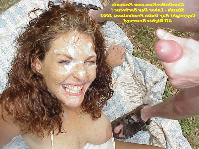 15P Beatiful brunette gets covered in cum at the cookout