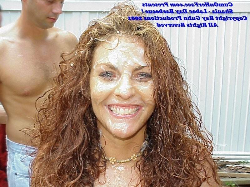 15P Beatiful brunette gets covered in cum at the cookout