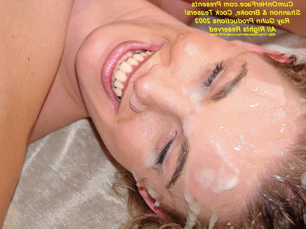 15P Young slut with pierced nipple gets her eyes covered in cum