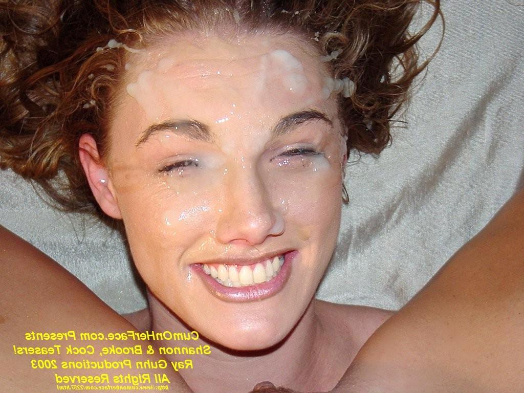 15P Young slut with pierced nipple gets her eyes covered in cum