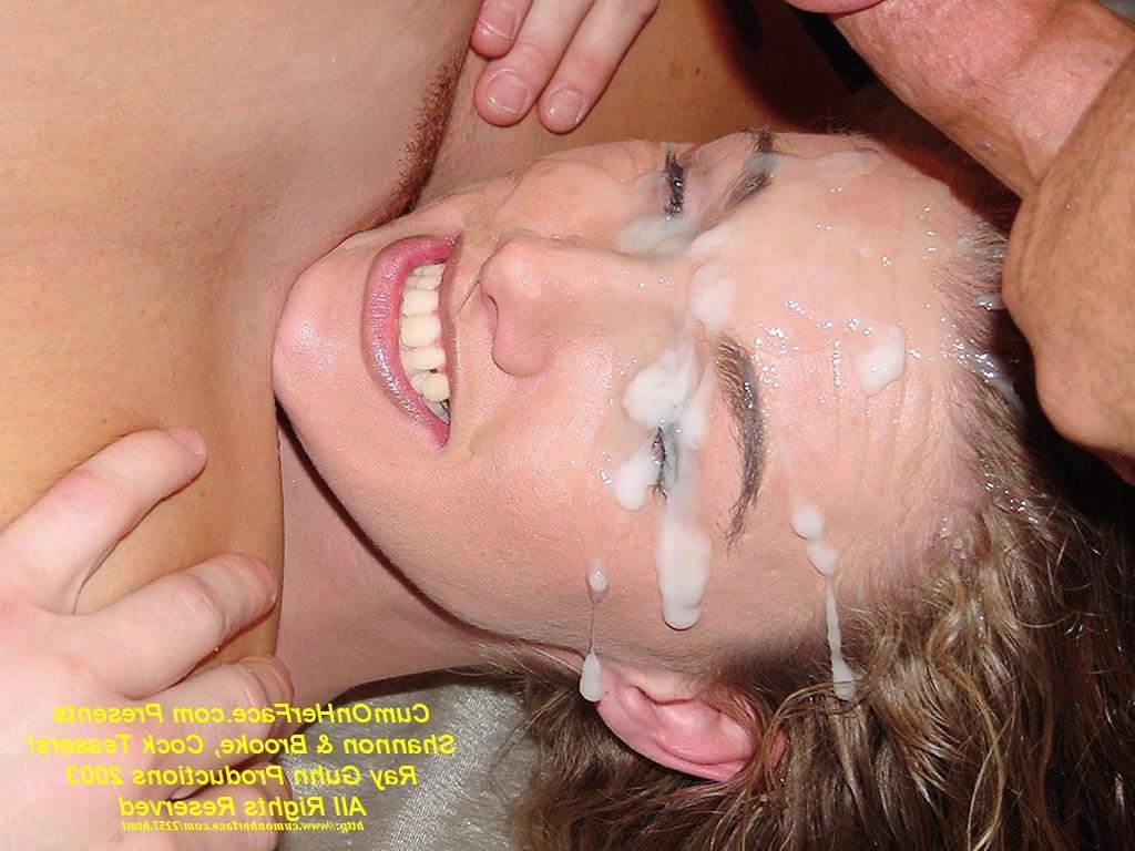 15P Young slut with pierced nipple gets her eyes covered in cum