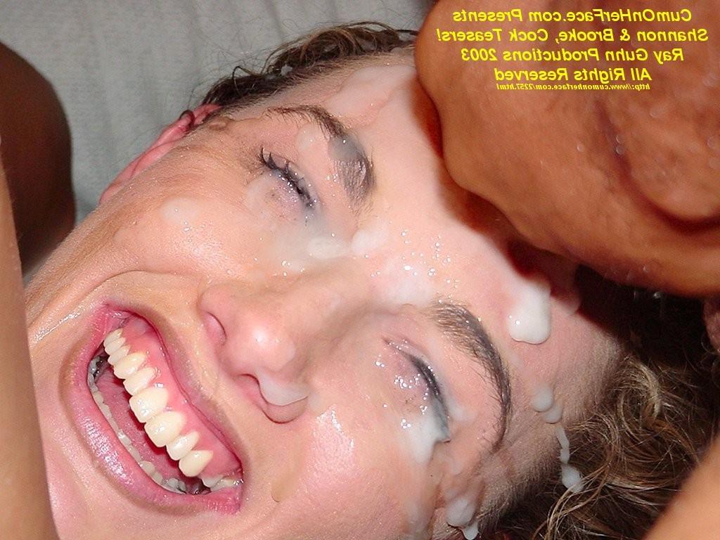 15P Young slut with pierced nipple gets her eyes covered in cum