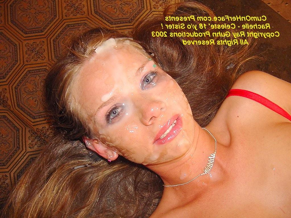 15P Blonde whore gets covered in thick cum