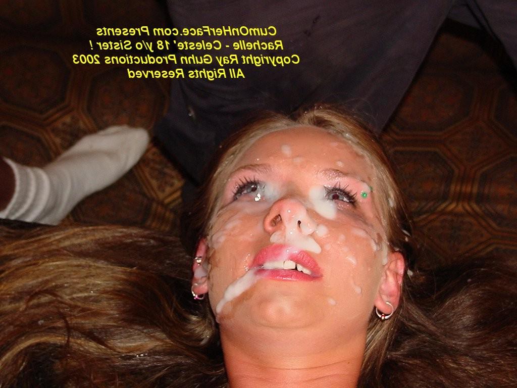 15P Blonde whore gets covered in thick cum