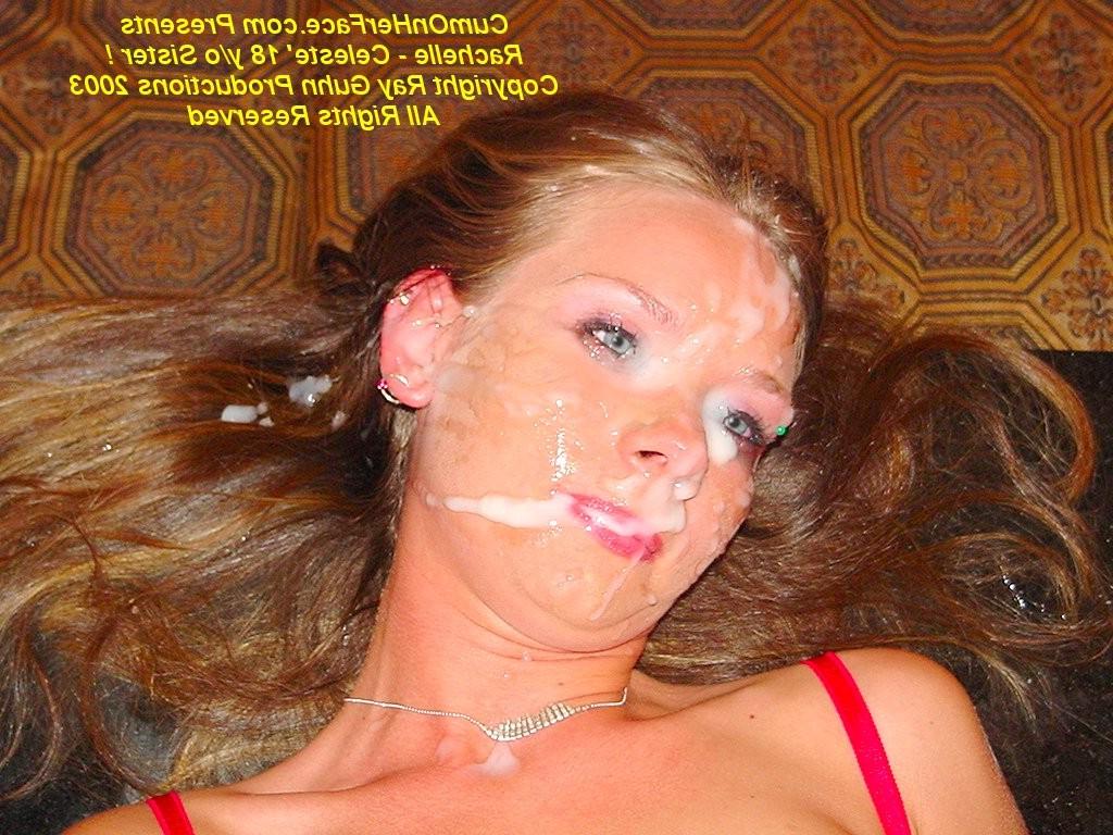 15P Blonde whore gets covered in thick cum