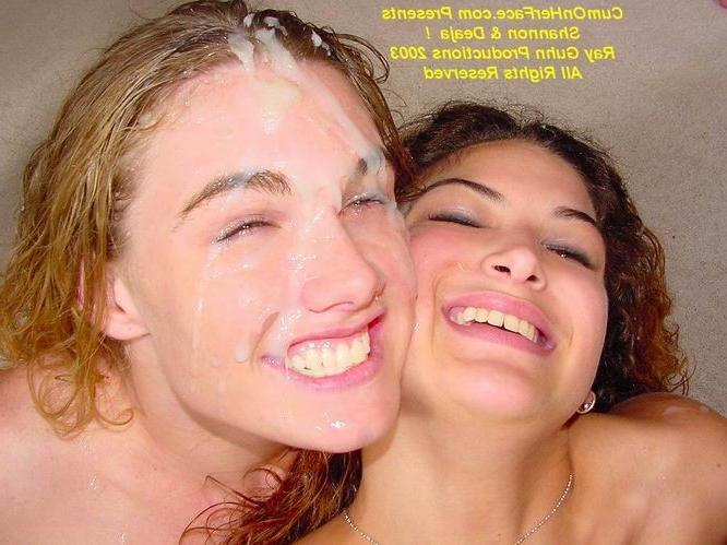 16P Two girls getting a messy facial
