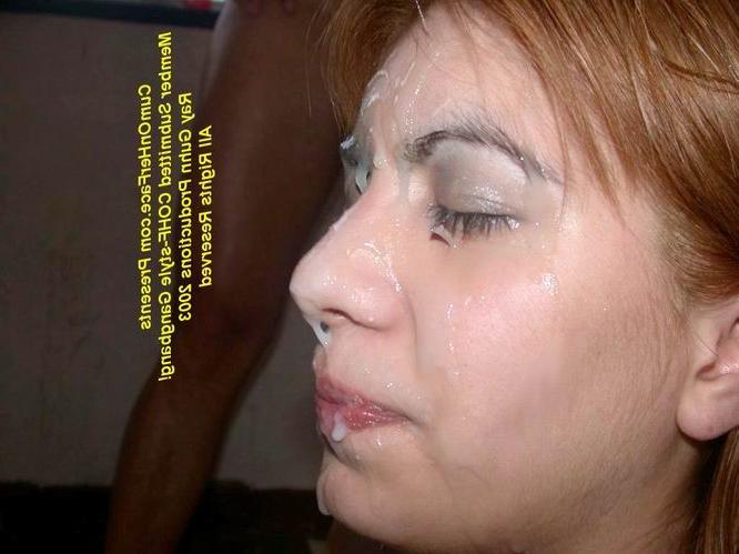 16P Redhead girl getting a group messy facial