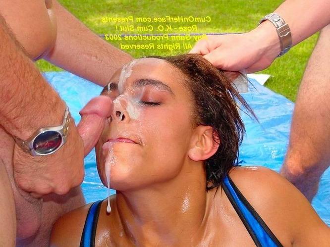 16P Outdoor slut group messy facial