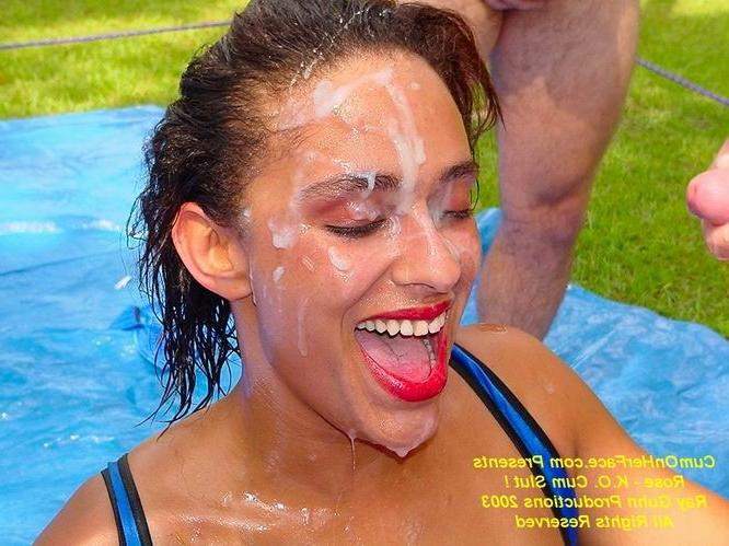 16P Outdoor slut group messy facial