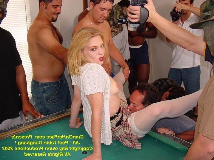 16P Pool table gangbang and cumshot