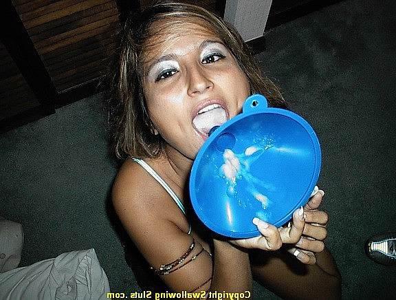16P Young tanned cocksucker in her bra makes a guy cum
