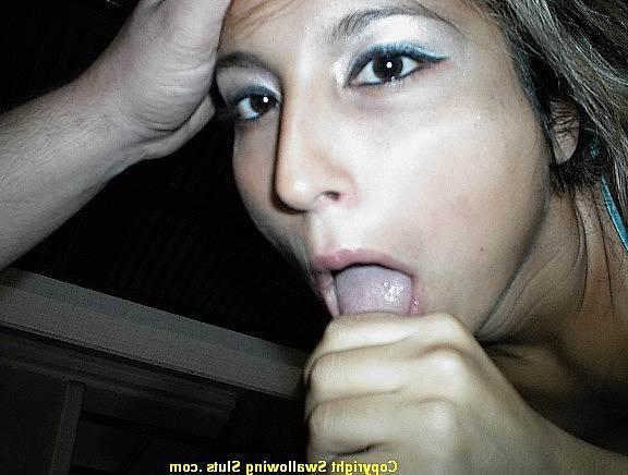 16P Young tanned cocksucker in her bra makes a guy cum