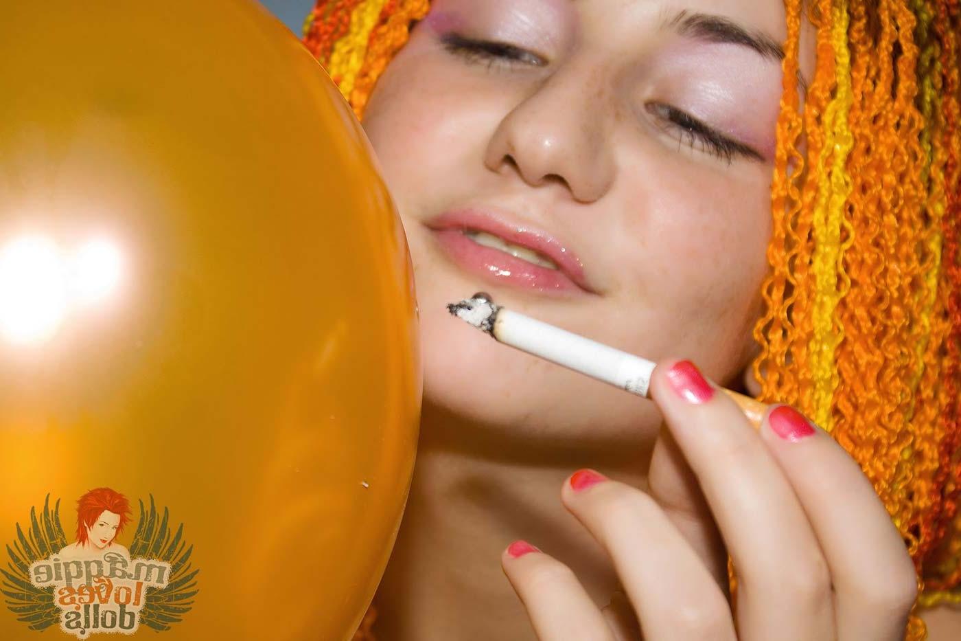 16P Orange hair alt girl balloon play