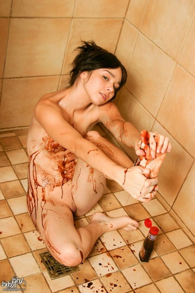 16P Teen girl gets messy with chocolate