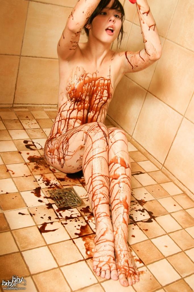 16P Teen girl gets messy with chocolate