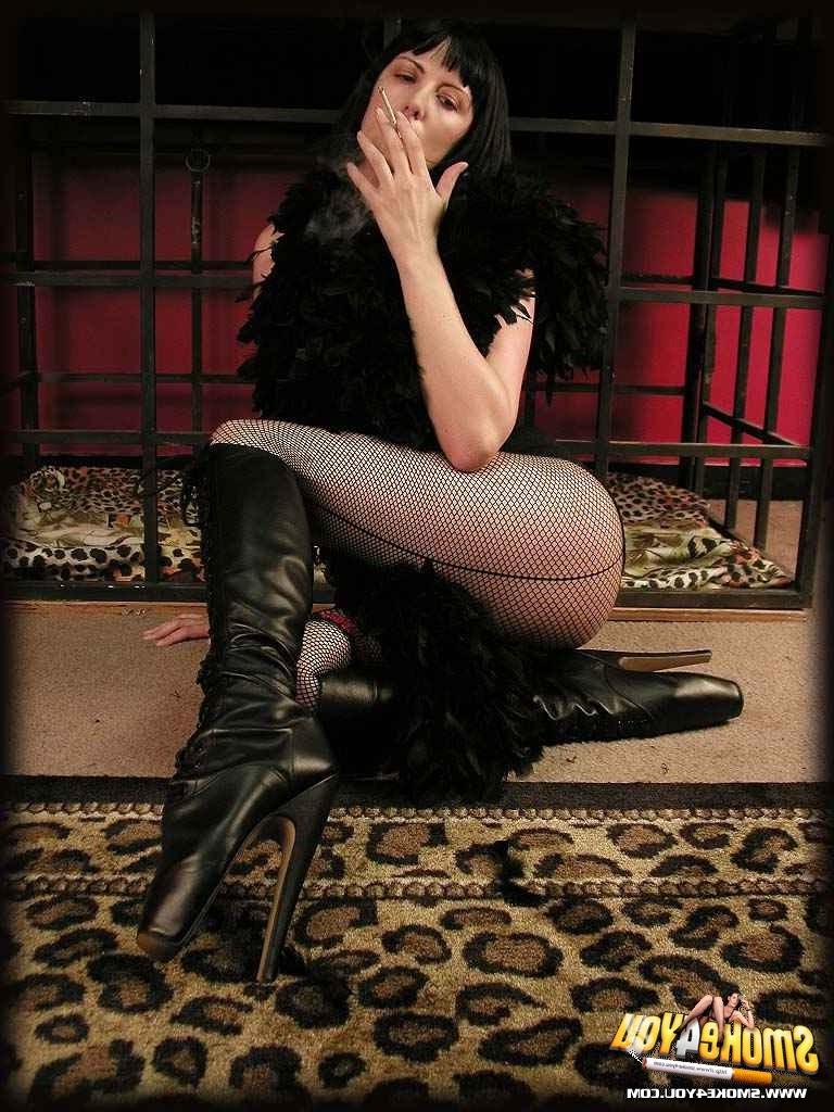 16P Katja enjoys cigarette while modelling ballerina boots