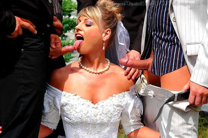 20P Group of guys banging and peeing on a sleazy bride