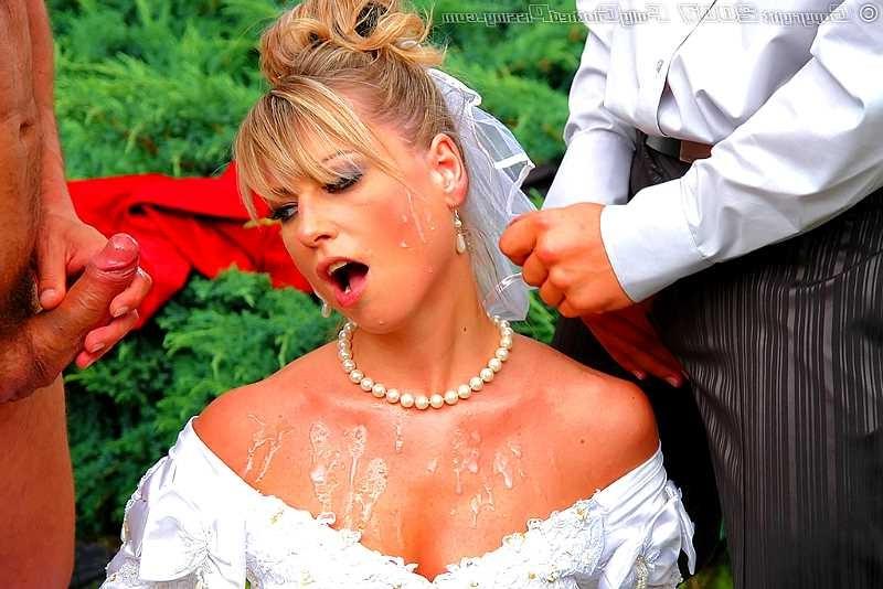 20P Group of guys banging and peeing on a sleazy bride