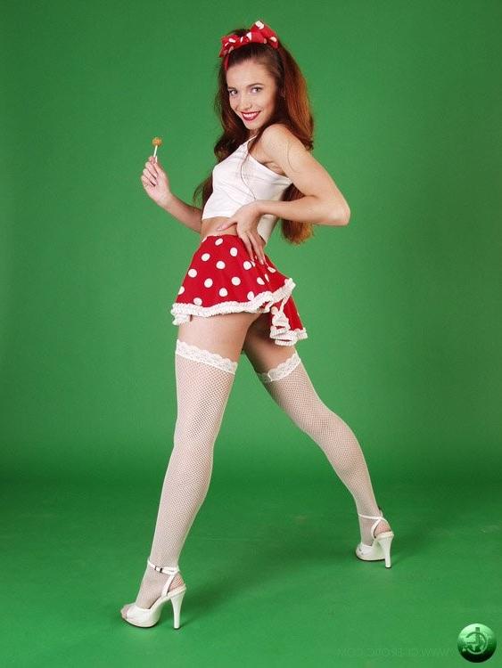 17P Limber dancer in white fishnet stockings