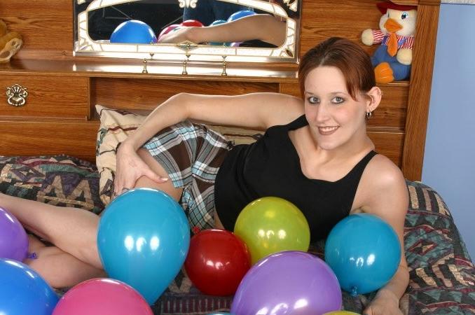 15P Teen beauty with balloon fetish