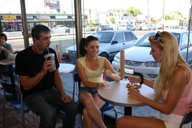 17P Horny married couple seduces innocent brunette teenie into orgy