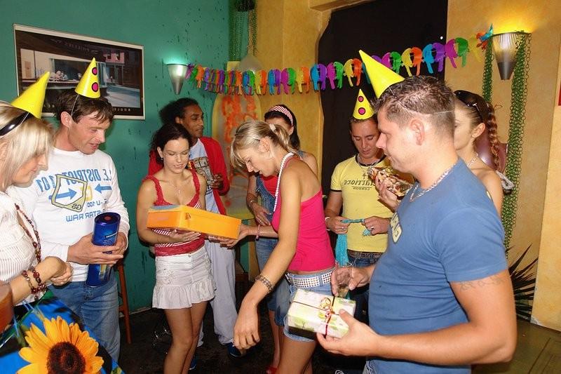 16P Blonde teen getting a sticky messy facial at horny party