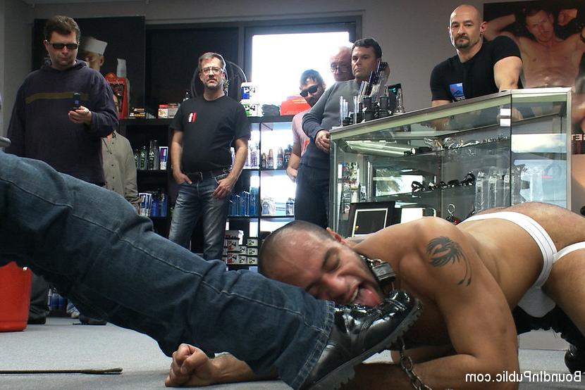 15P Leo endures the most intense flogging on Bound in Public.