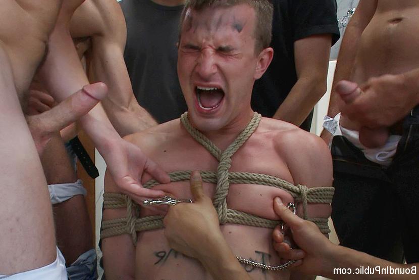 15P Cameron Adams is bound, beaten, humiliated and fucked in a public restroom.