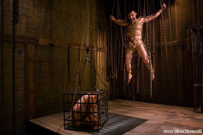 15P extreme gay bondage forced anal sex with rope tied balls
