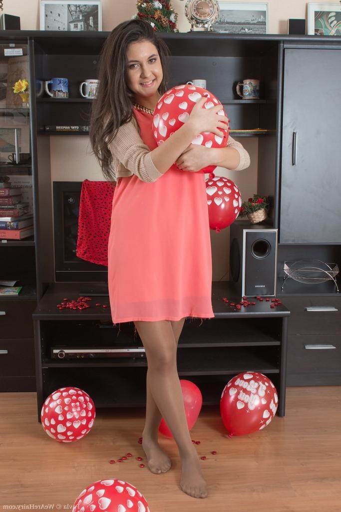 15P Pavla plays with balls and strips naked with them