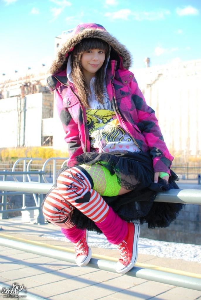 16P Grunge punk girl outside wearing hoodie