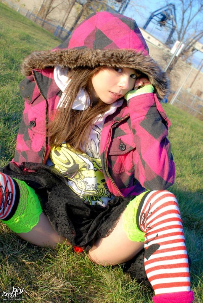 16P Grunge punk girl outside wearing hoodie