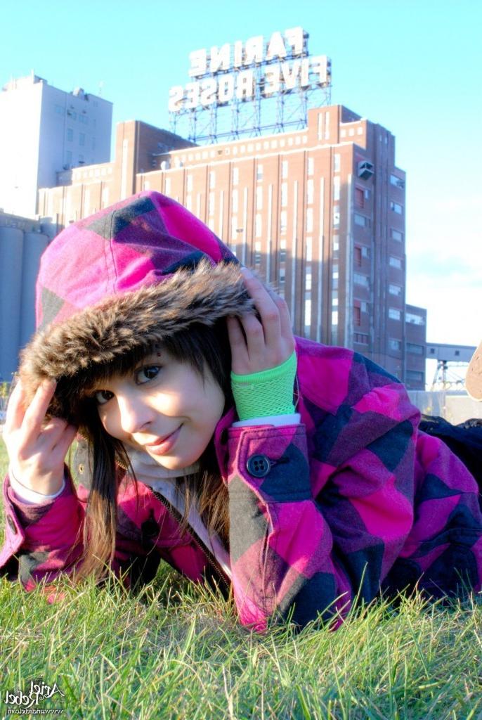 16P Grunge punk girl outside wearing hoodie