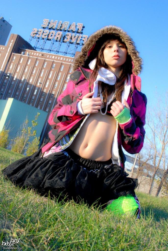 16P Grunge punk girl outside wearing hoodie