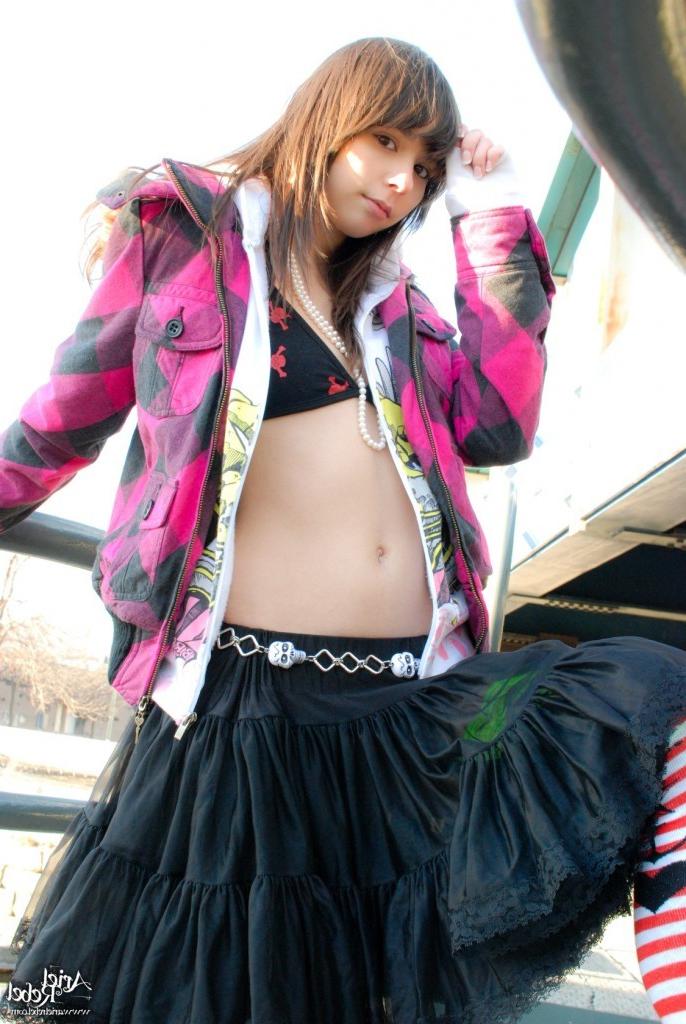 16P Grunge punk girl outside wearing hoodie