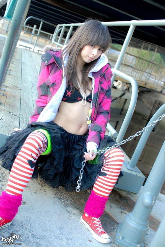 16P Grunge punk girl outside wearing hoodie